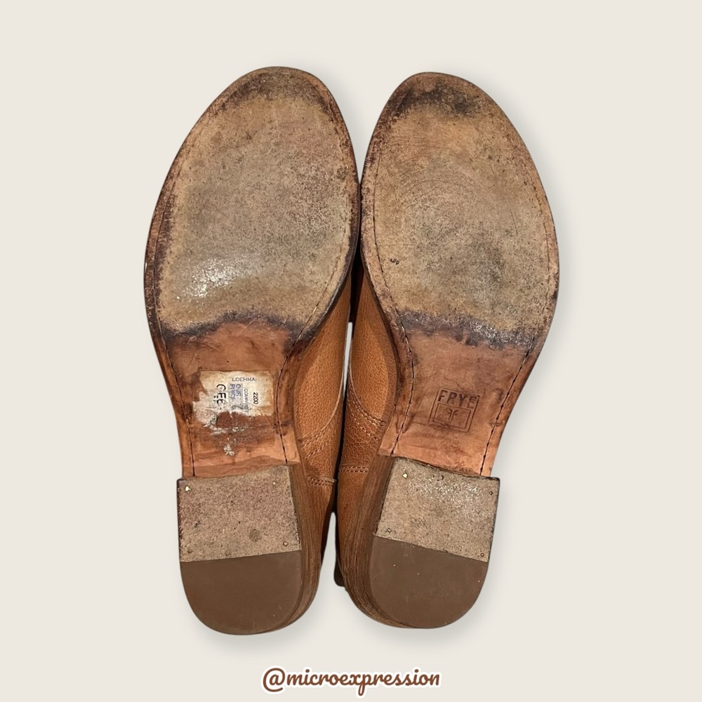 $369 Frye Carson Lace-Up Tan Cognac Real Leather Lace Up PullOn Heeled AnkleBoot - Picture 14 of 16